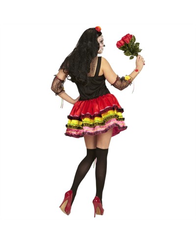 DEGUISEMENT ROBE MEXICAINE COURTE COLOREE JOUR DES MORTS CATRINA TAILLE S