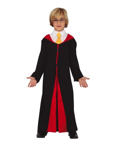 DEGUISEMENT CAPE SORCIER HARRY  NOIR ET ROUGE TAILLE 10-12 ANS 