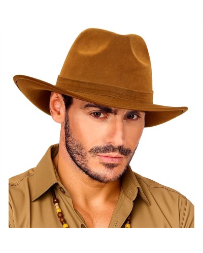 CHAPEAU INDIANA JONES JONES OU FREDDY VINTAGE SUEDINE BRUN OU MARRON