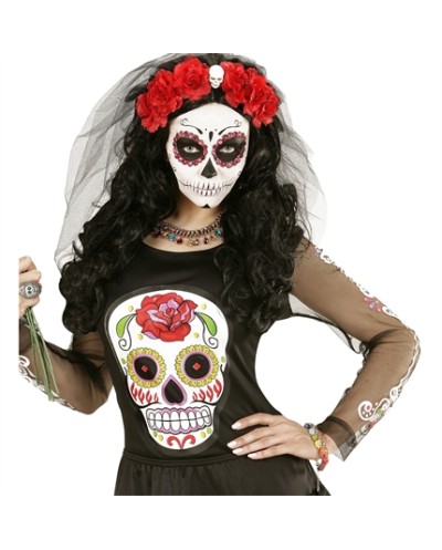 BRACELET CORDE 7 TETES DE MORT COLOREES DAY OF THE DEAD 