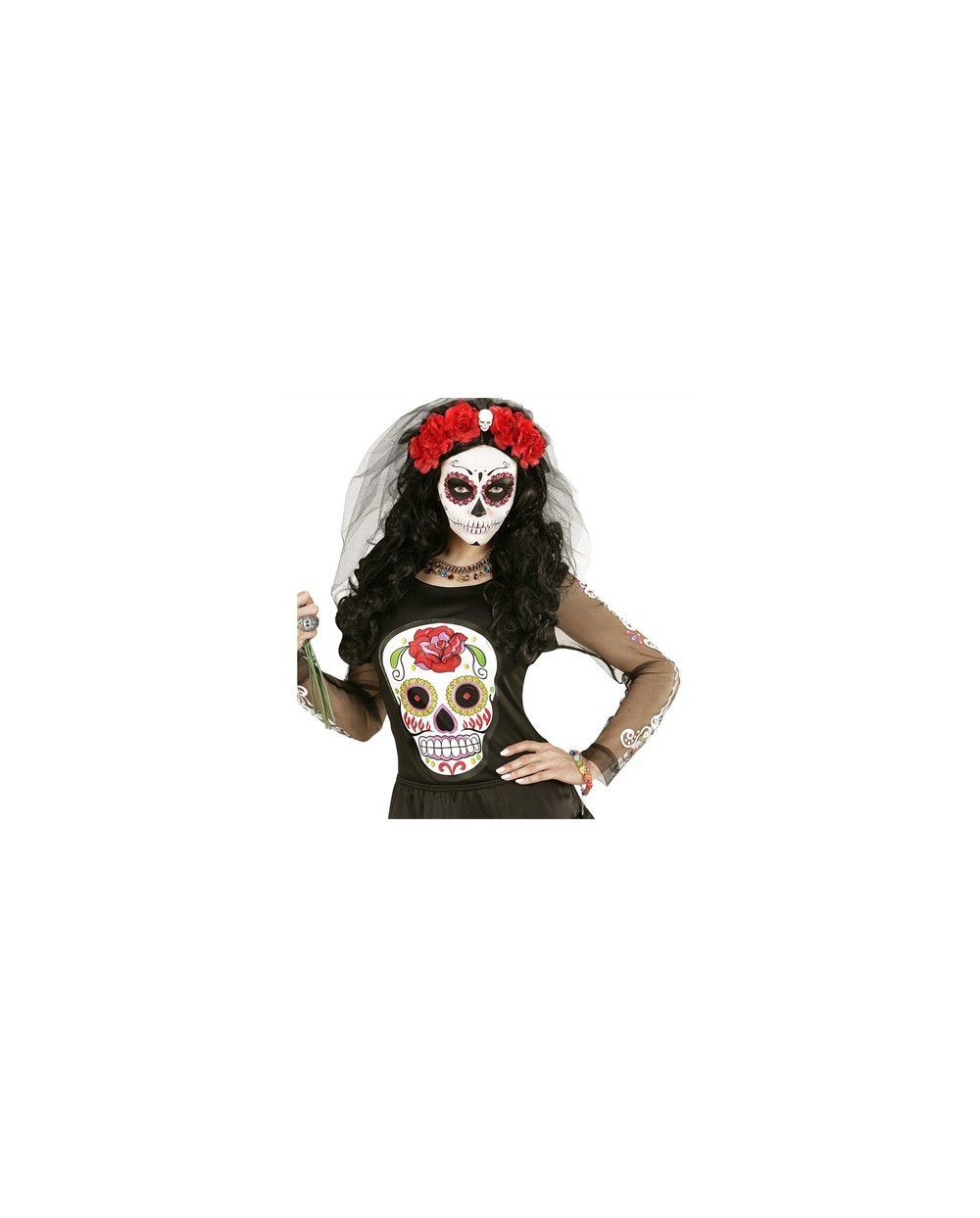 BRACELET CORDE 7 TETES DE MORT COLOREES DAY OF THE DEAD 