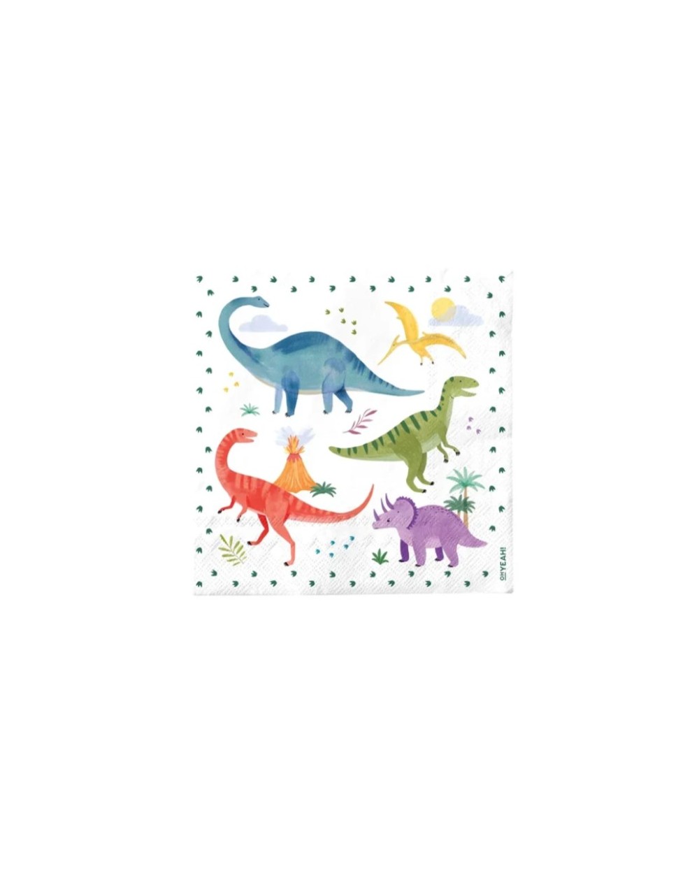 20 SERVIETTES DINOSAURES DINO PARTY DINOSAURES COLORES 33 X 33 CM