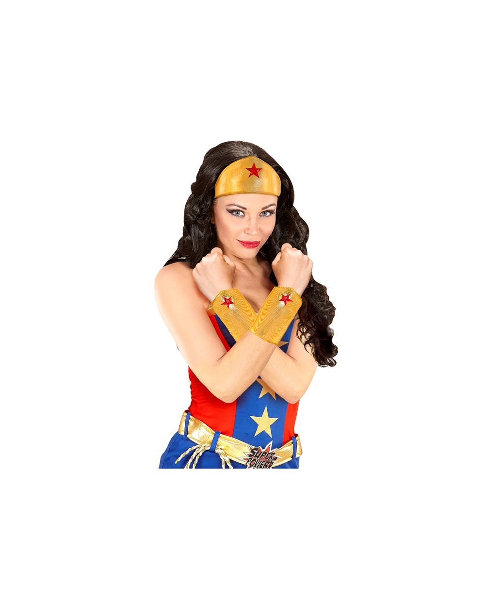 KIT SUPER HEROS FILLE WONDER WOMAN BANDEAU + 2 MANCHETTES