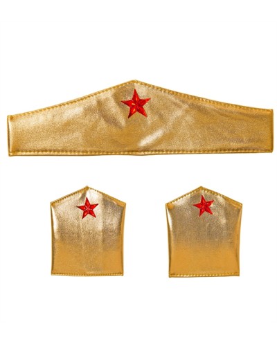 KIT SUPER HEROS FILLE WONDER WOMAN BANDEAU + 2 MANCHETTES