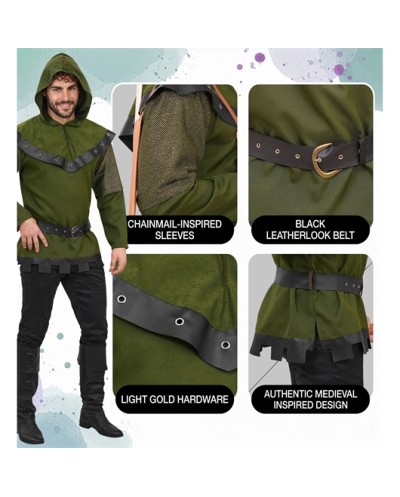 DEGUISEMENT ROBIN DES BOIS OU ARCHER VERT ET MARRON HOMME TAILLE S 