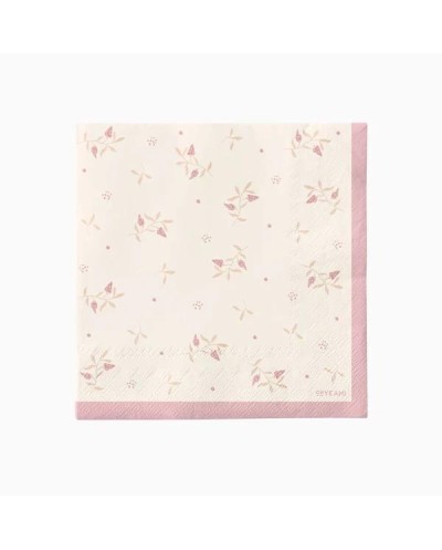 20 SERVIETTES PETITES FLEURS ROSE BEBE 33 X 33 CM