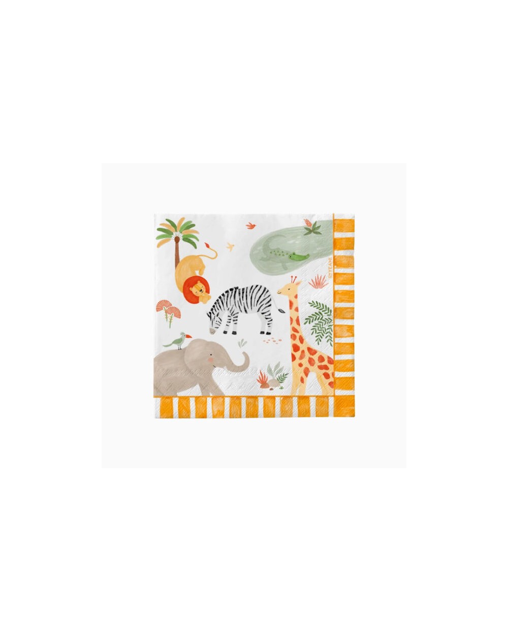 20 SERVIETTES ANIMAUX DE LA JUNGLE SAFARI MULTICOLORE 33 X 33 CM