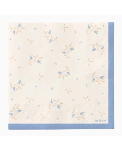 20 SERVIETTES PETITES FLEURS BLEU BEBE 33 X 33 CM