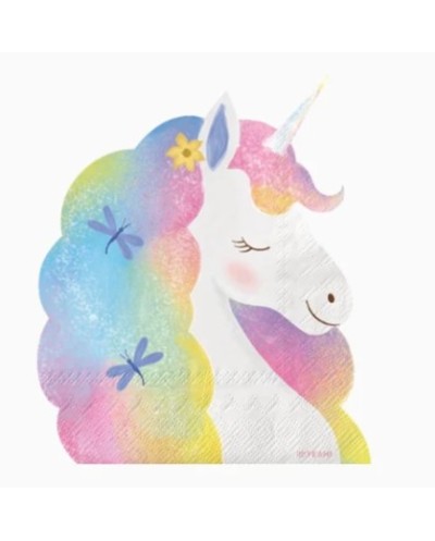20 SERVIETTES TETE DE LICORNE PASTEL 40 X 33 CM