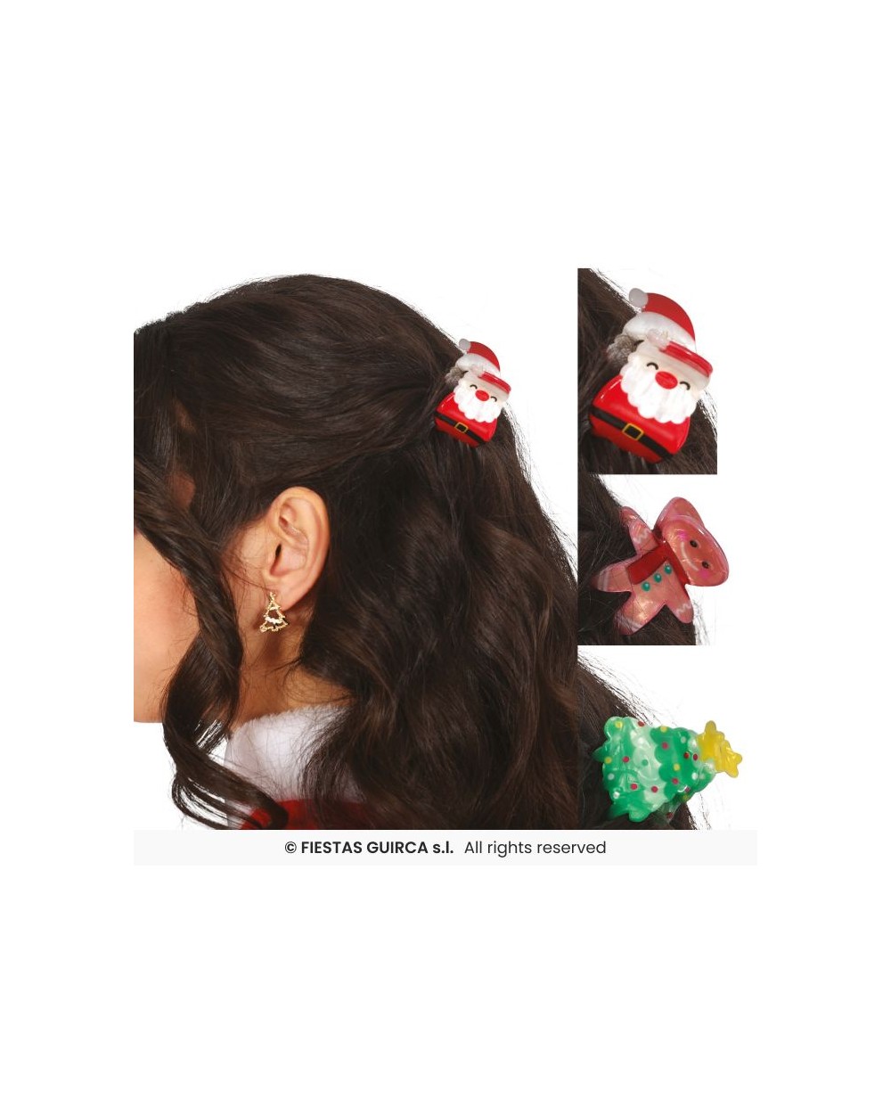 3 PINCES A CHEVEUX DE NOEL PAIN D'EPICE SAPIN DE NOEL ET PERE NOEL