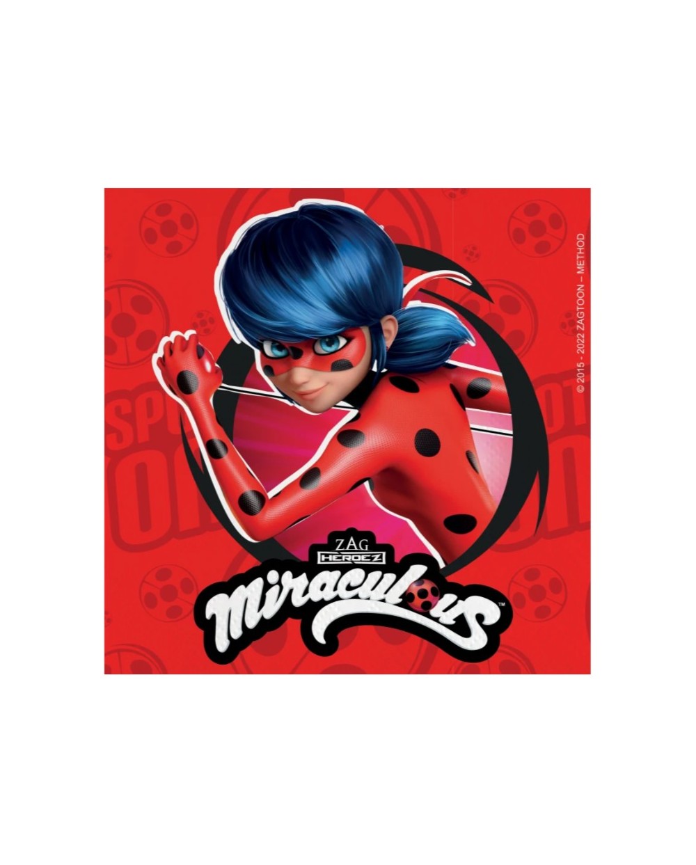20 SERVIETTES MIRACULOUS LADYBUG SUR FOND ROUGE 33 X 33 CM