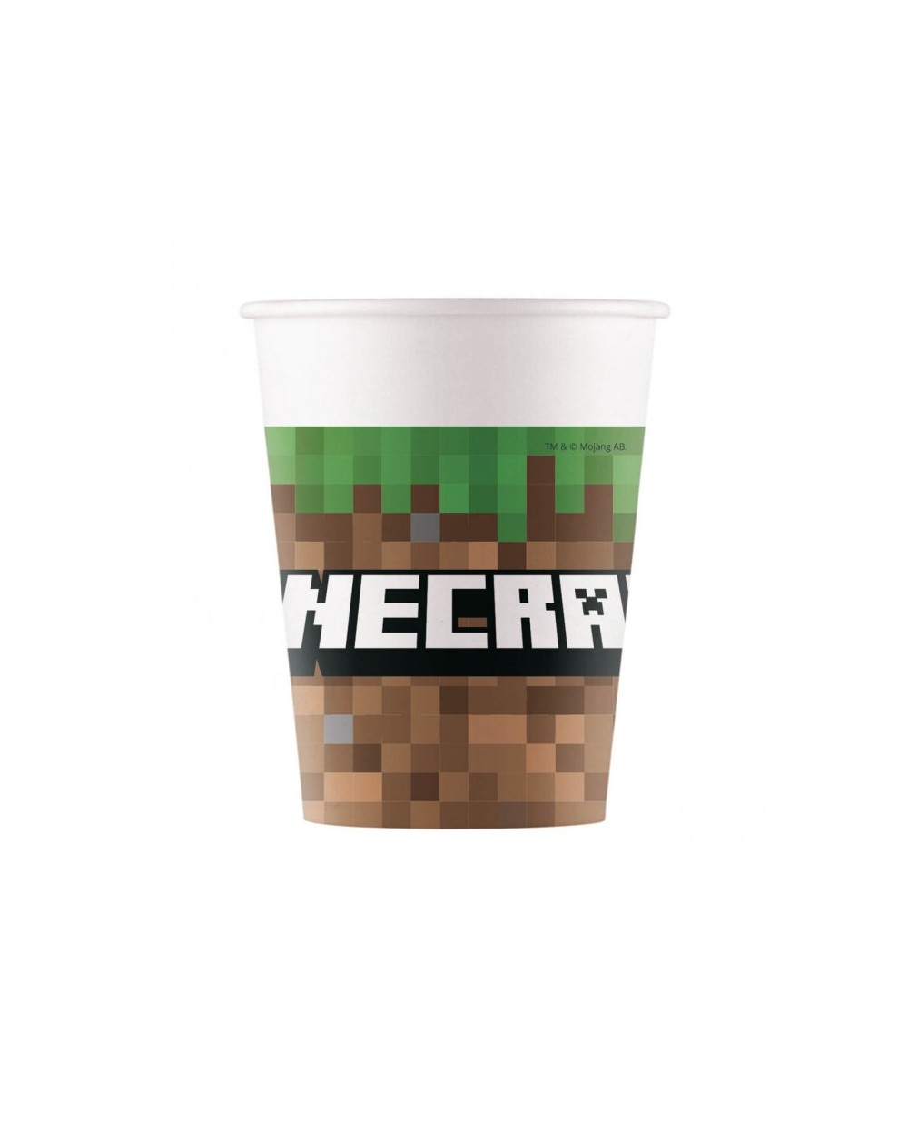 8 GOBELETS EN CARTON MINECRAFT VERT ET MARRON 200 ML