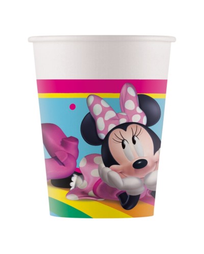 8 GOBELETS MINNIE ROSE AVEC ARC EN CIEL 200 ML 
