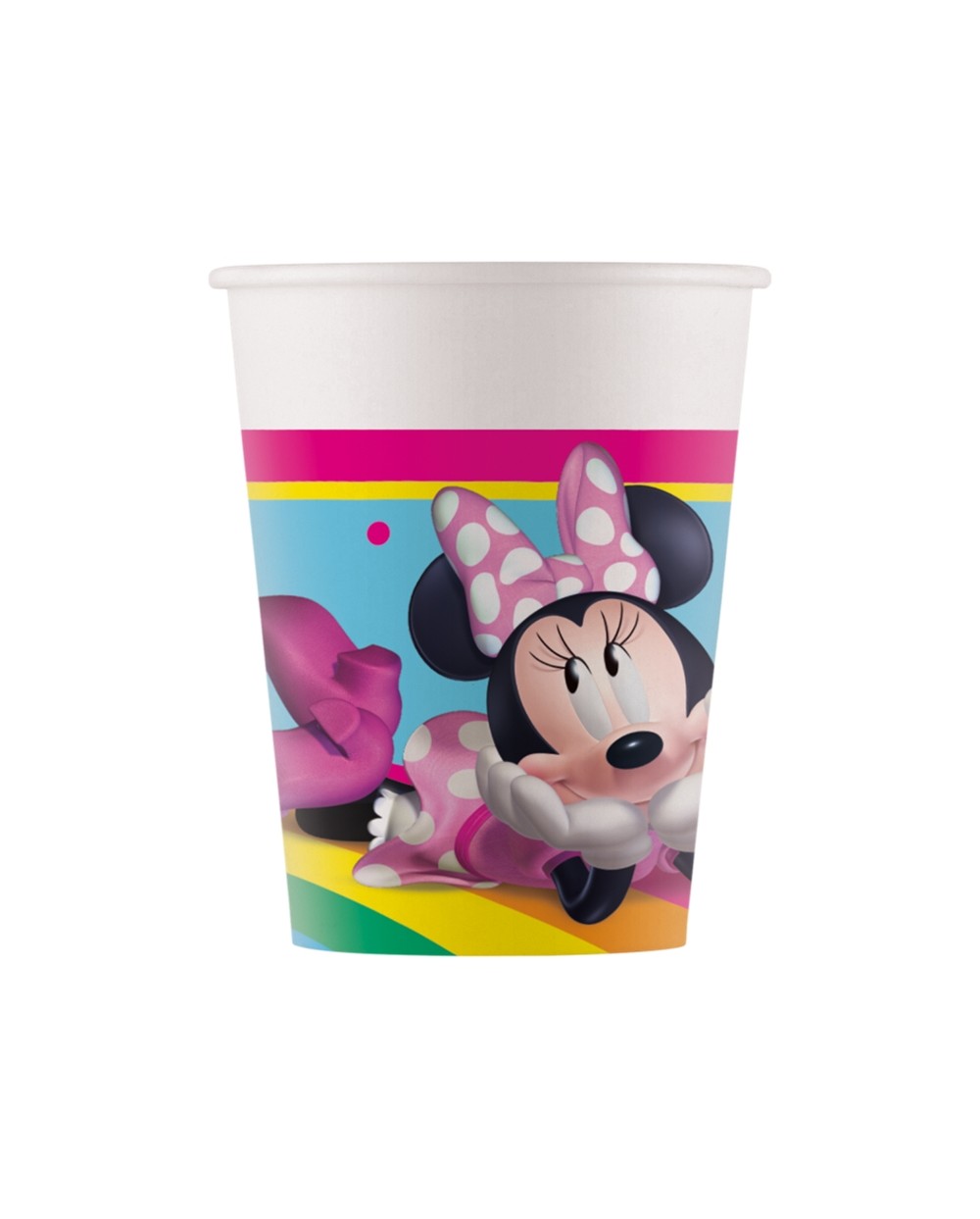 8 GOBELETS MINNIE ROSE AVEC ARC EN CIEL 200 ML 