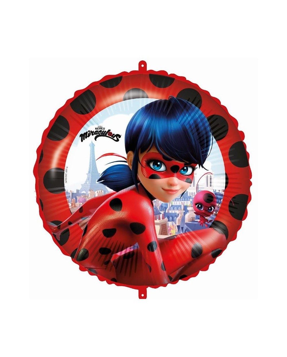 BALLON METALLIQUE ROND MIRACULOUS LADYBUG ROUGE ET NOIR 43 CM