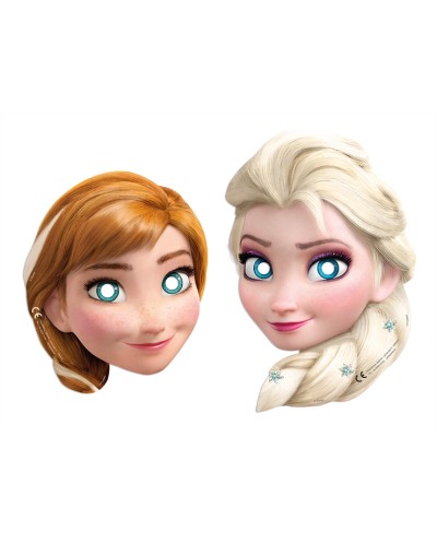 6 MASQUES CARTON LA REINE DES NEIGES 3 X ANNA 3 X ELSA