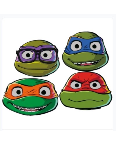 6 MASQUES CARTON TORTUES NINJA 4 PERSONNAGES