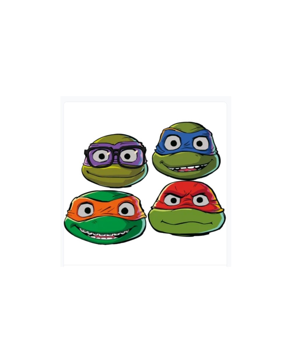 6 MASQUES CARTON TORTUES NINJA 4 PERSONNAGES