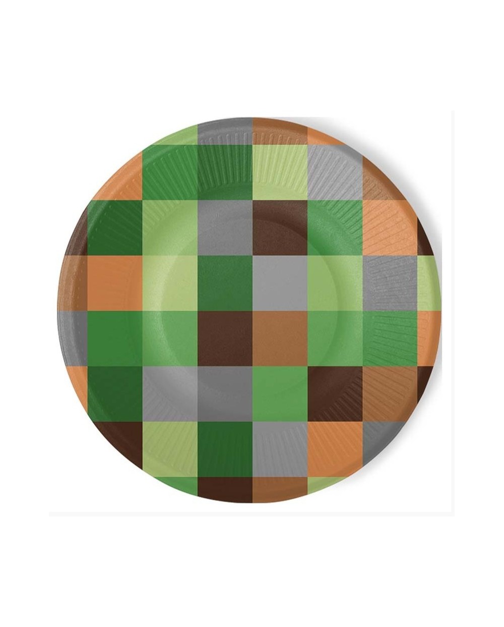 8 ASSIETTES RONDES TNT PARTY CARRES VERT ET MARRON 23 CM 