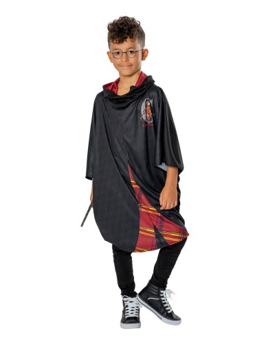 DEGUISEMENT CAPE PONCHO HARRY POTTER 11-13 ANS LUNETTES RONDES + BAGUETTE