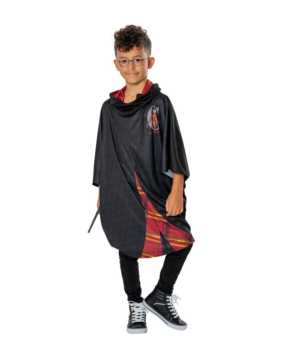 DEGUISEMENT CAPE PONCHO HARRY POTTER 11-13 ANS LUNETTES RONDES + BAGUETTE