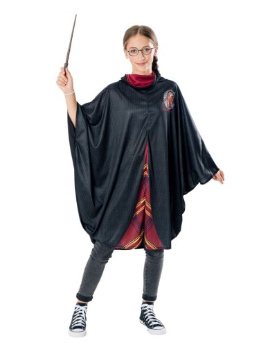 DEGUISEMENT CAPE PONCHO HARRY POTTER 11-13 ANS LUNETTES RONDES + BAGUETTE