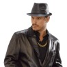 CHAPEAU BORSALINO TRILBY EFFET CUIR NOIR CHAPEAU BORSALINO TRILBY EFFET CUIR NOIR