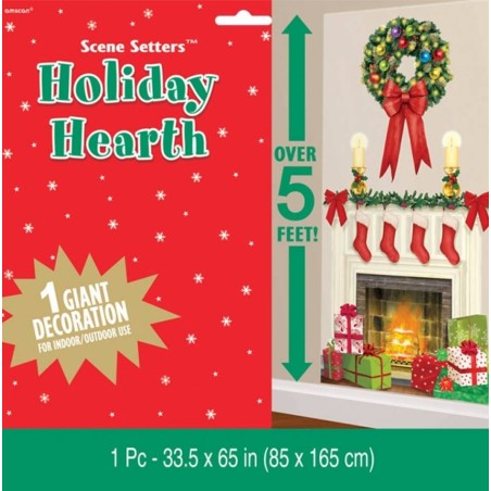 DECORATION MURALE CHEMINEE DE NOEL 85 X 165 CM
