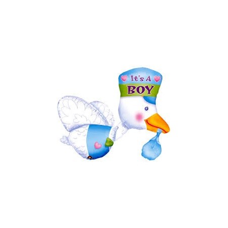 BALLON METALLIQUE CIGOGNE BLEU 58X81 CM 