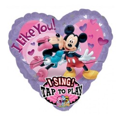 BALLON METALLIQUE COEUR MUSCIAL  MICKEY ET MINNIE LOVE 73 CM 