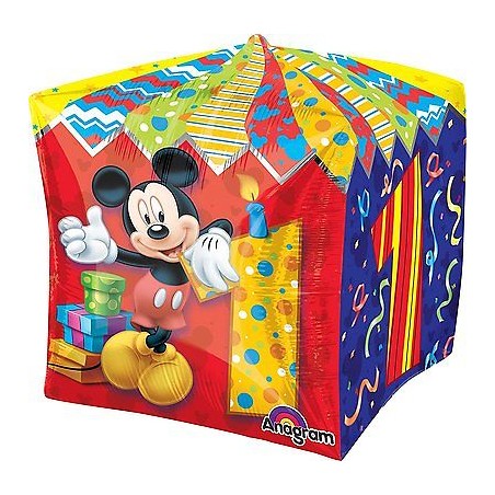 BALLON METALLIQUE MICKEY MOUSSE CUBEZ 1 AN 38 X 38 CM 