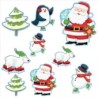 12 DECORS CARTON PINGOUINS +BONHOMMES DE NEIGE + PERE NOEL