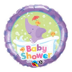 BALLON METALLIQUE ROND ELEPHANT BABY SHOWER 46 CM