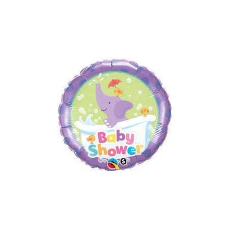 BALLON METALLIQUE ROND ELEPHANT BABY SHOWER 46 CM