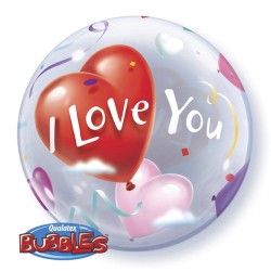 BALLON BUBBLE TRANSPARANT I LOVE YOU 56 CM