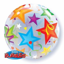 BALLON BUBBLES ETOILES MULTICOLORE 56 CM