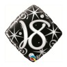 BALLON METALLIQUE ANNIVERSAIRE CHIFFRE 18 NOIR ET ARGENT 46 CM