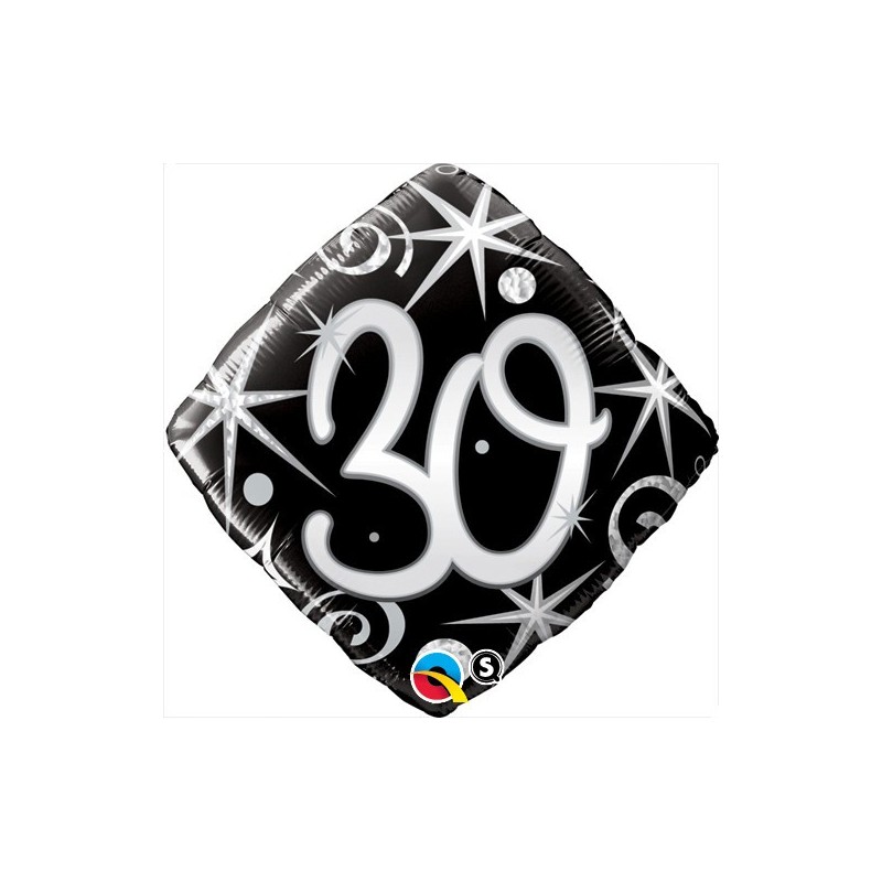 BALLON METALLIQUE CHIFFRE 30 NOIR ET ARGENT 46 CM BALLON METALLIQUE CHIFFRE 30 NOIR ET ARGENT 46 CM
