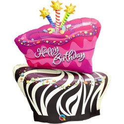 BALLON METALLIQUE GATEAU ANNIVERSAIRE HAPPY BIRTHDAY 104 CM