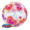 BALLON BUBBLE LOVE YOU AVEC DES COEURS 56 CM