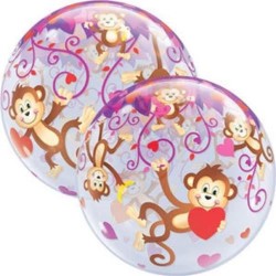 BALLON BUBBLES OUISTITIS AVEC COEURS 56 CM