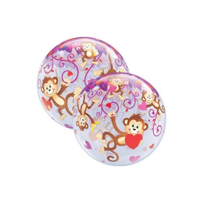 BALLON BUBBLES OUISTITIS AVEC COEURS 56 CM