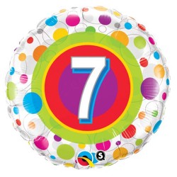 BALLON METALLIQUE ROND CHIFFRE 7 MULTICOLORE 46 CM