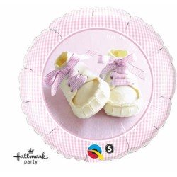 BALLON METALLIQUE ROND CHAUSSONS ROSE 45.7 CM