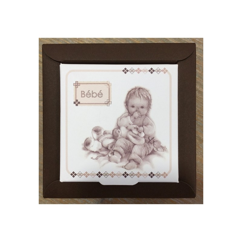 BOITE A DRAGEES EN CARTON BEBE 8 X 8 X 3 CM