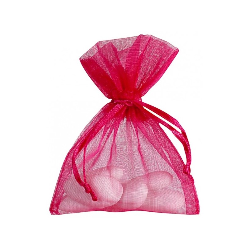 10 SACHETS ORGANZA PETIT MODELE FUSCHIA 