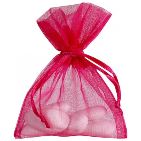 10 SACHETS ORGANZA PETIT MODELE FUSCHIA 