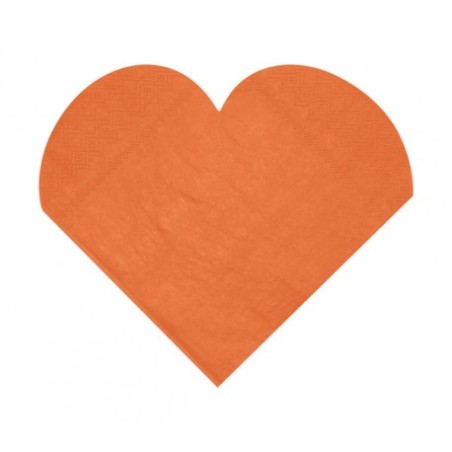 20 SERVIETTES COEUR ORANGE 