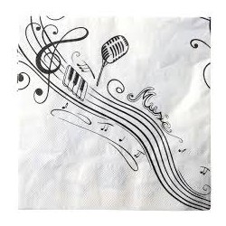 20 SERVIETTES DE TABLE MUSIQUE 33 X 33 CM