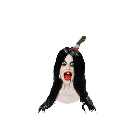 PERRUQUE MUTANT AVEC COUTEAU SANGLANT